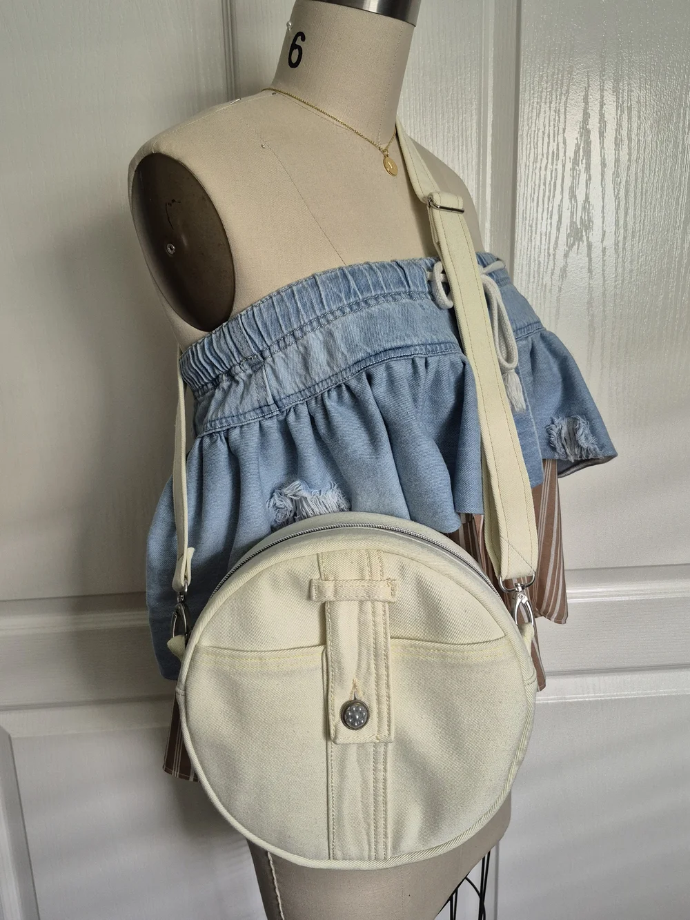 Denim Round Crossbody Bag